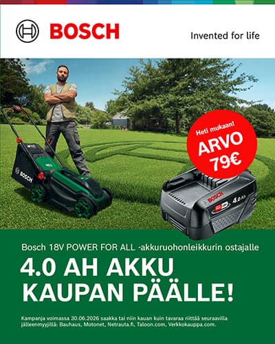 Bosch akkuruohonleikkuri akku kaupan päälle valikoiduilta jälleenmyyjiltä